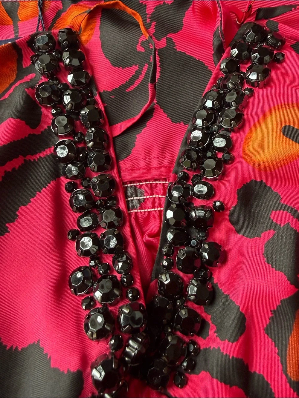 Magaschoni Fuchsia Floral Spaghetti Strep Dress NWT Size 6 - Picture 5 of 7